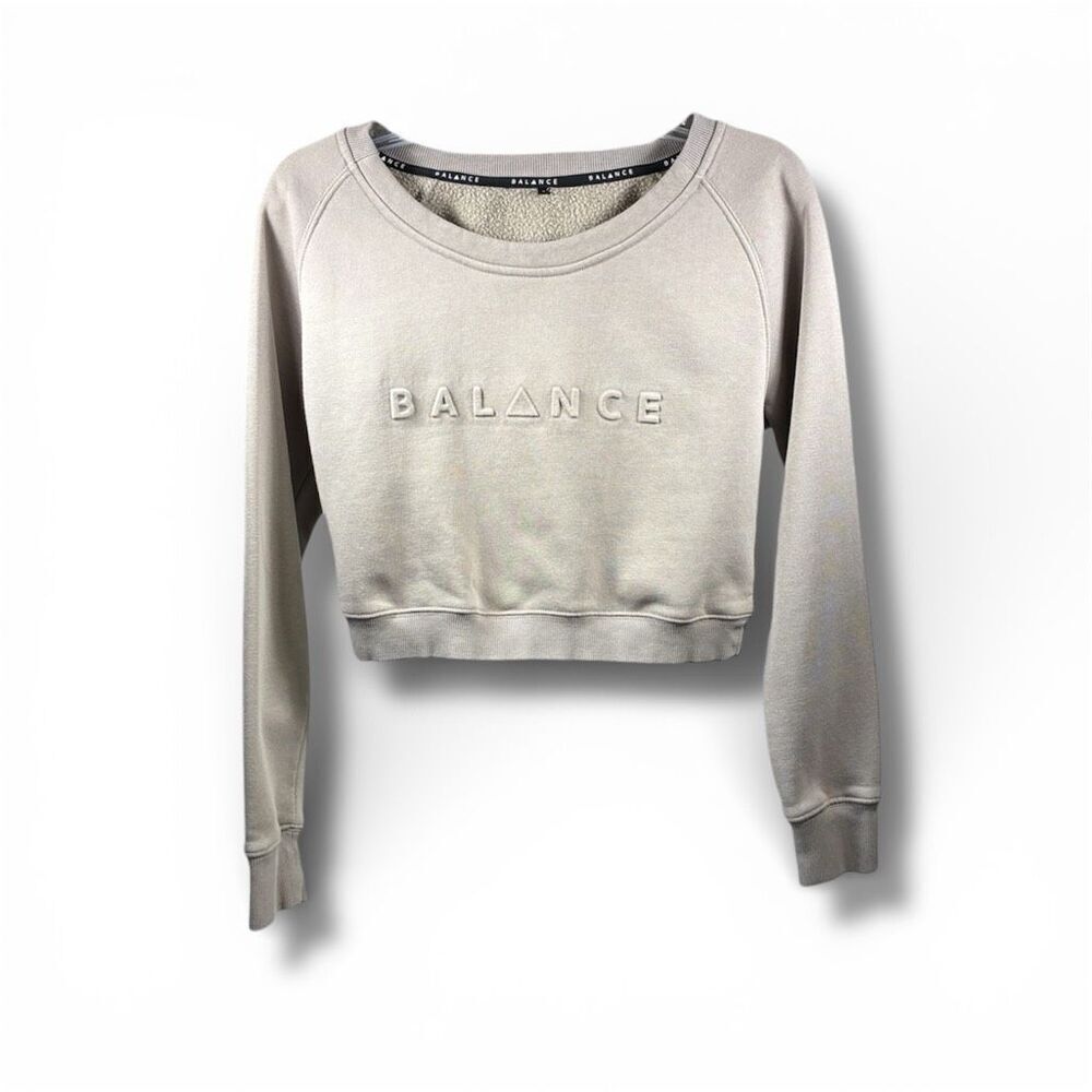 Balance Athletica Vitality Cropped Crewneck Sweatshirt in Taupe Size S